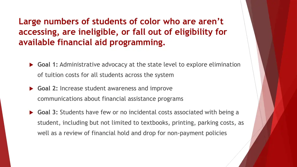 large numbers of students of color who are aren