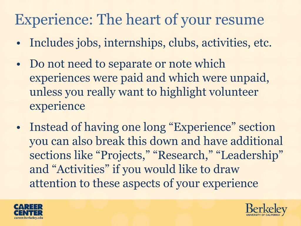 experience the heart of your resume