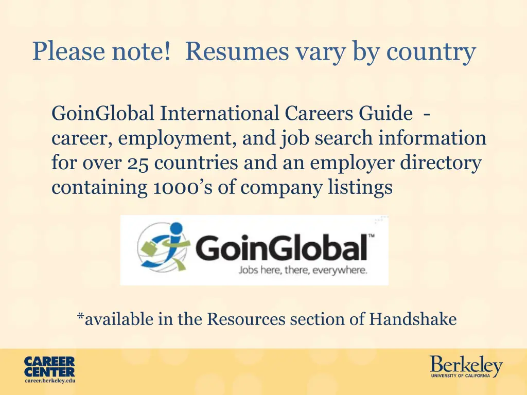 please note resumes vary by country