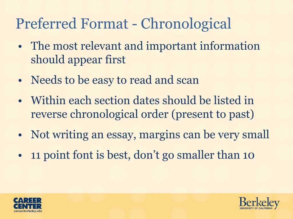 preferred format chronological