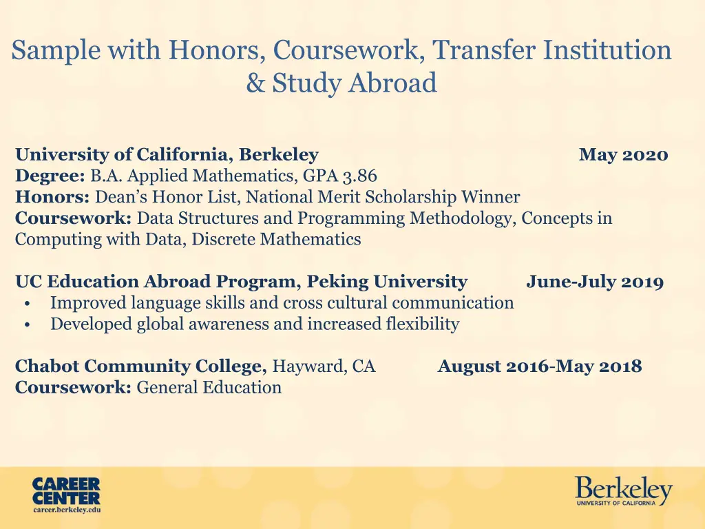 sample with honors coursework transfer
