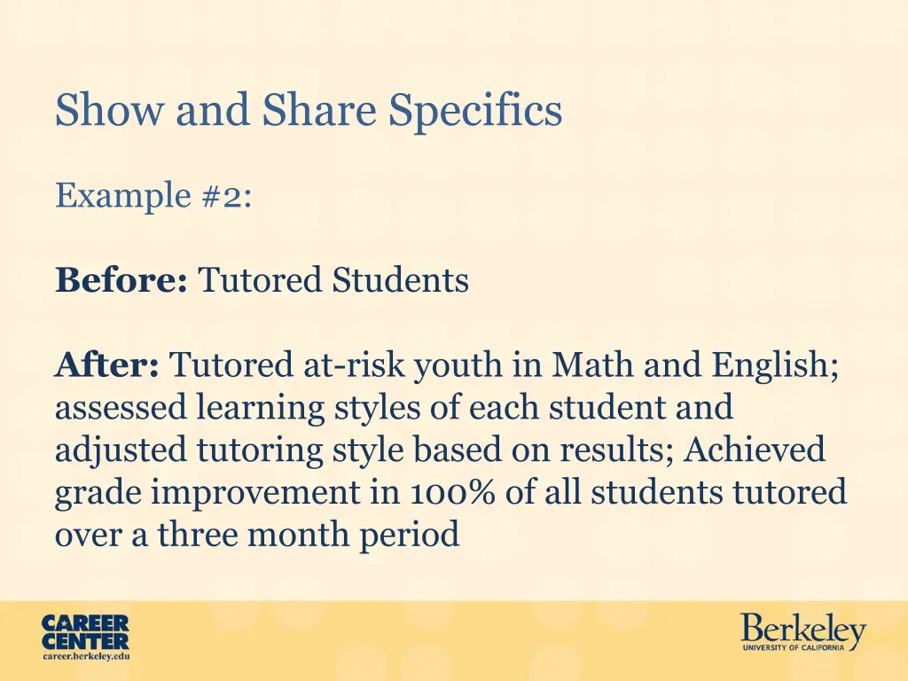 show and share specifics