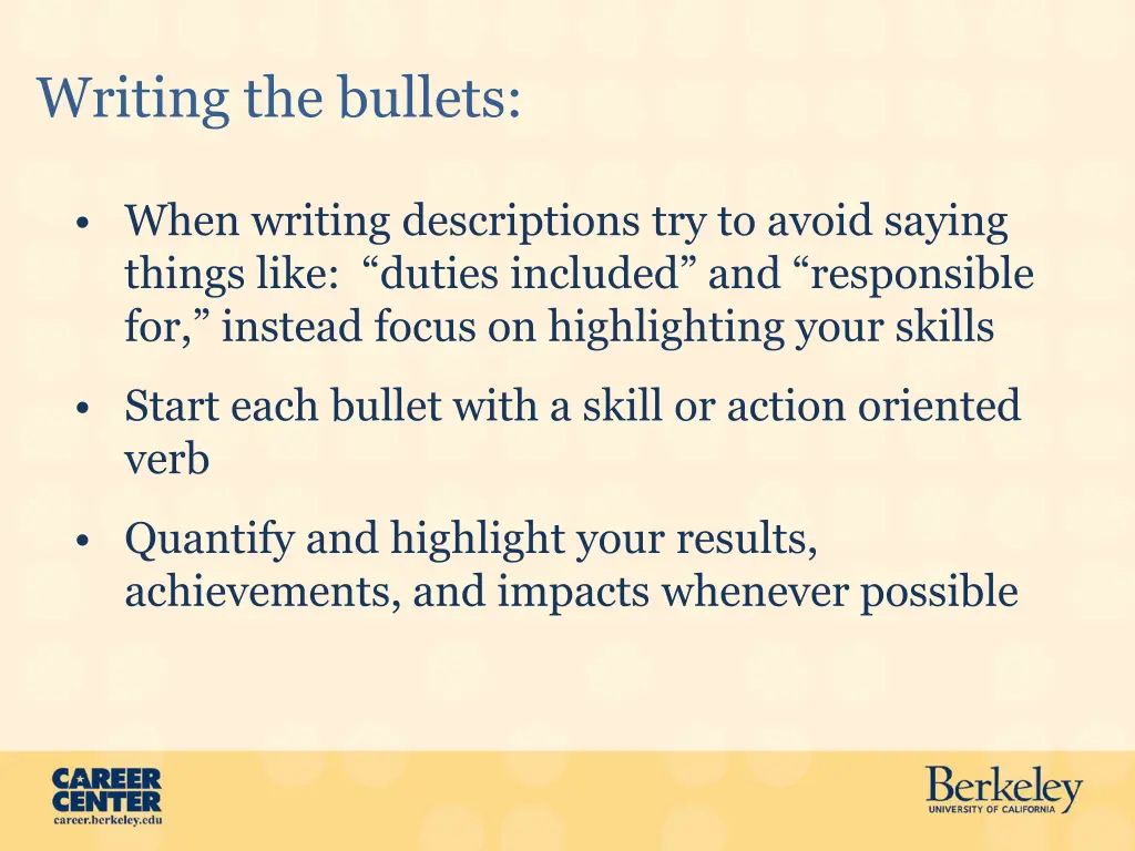 writing the bullets