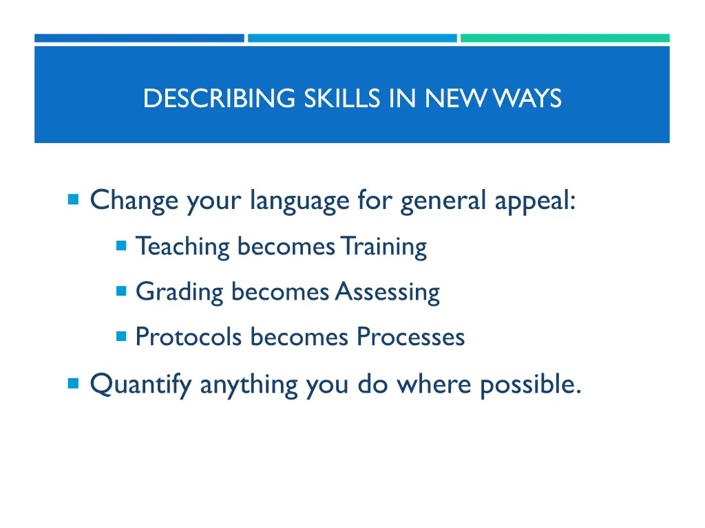 describing skills in new ways