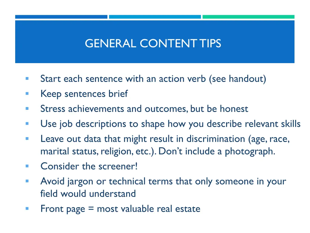 general content tips