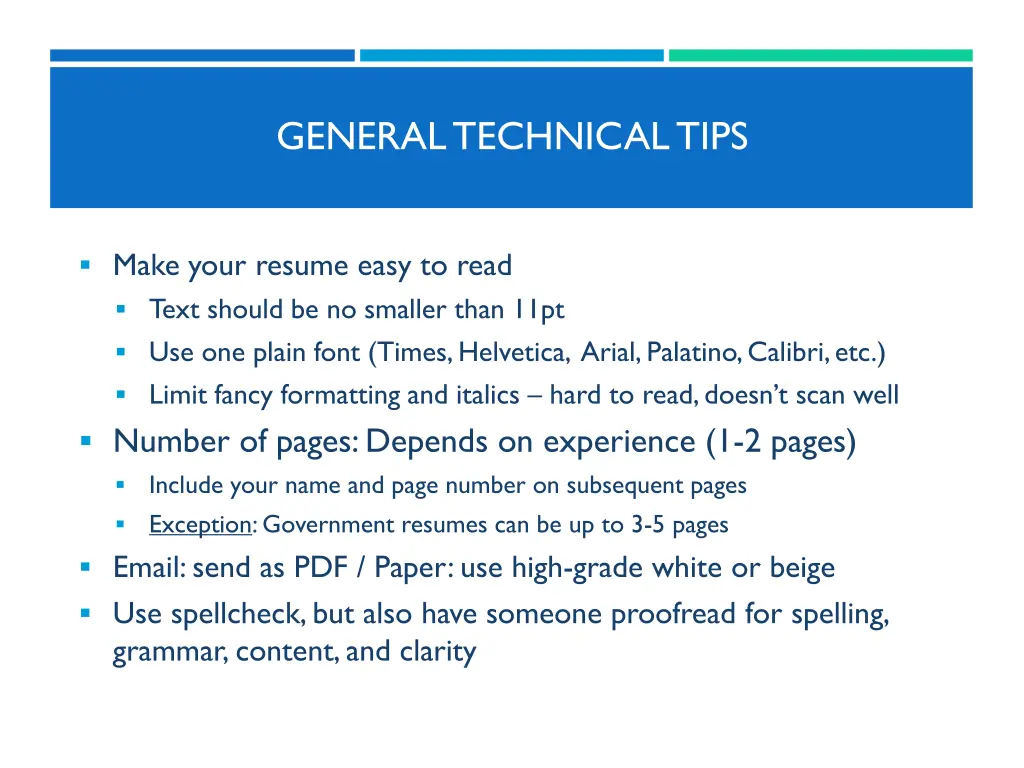 general technical tips