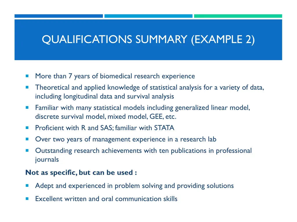 qualifications summary example 2