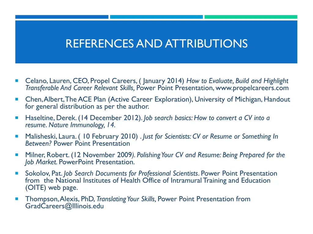 references and attributions