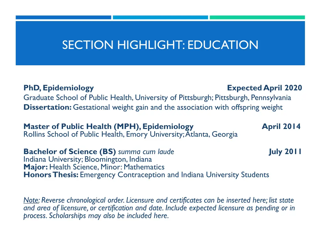section highlight education
