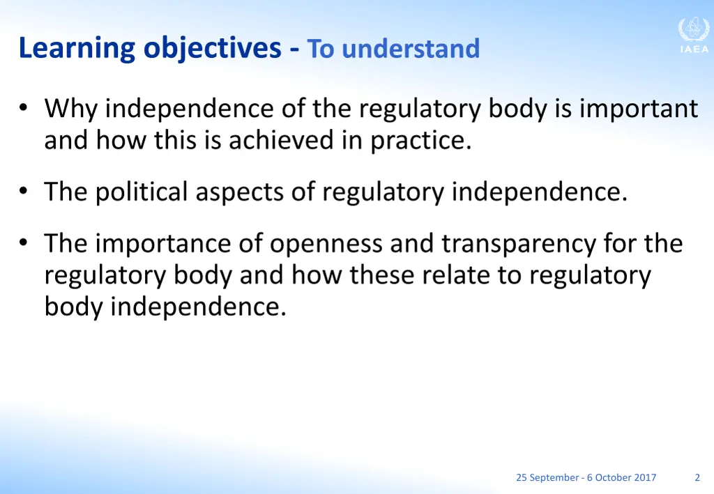 learning objectives to understand