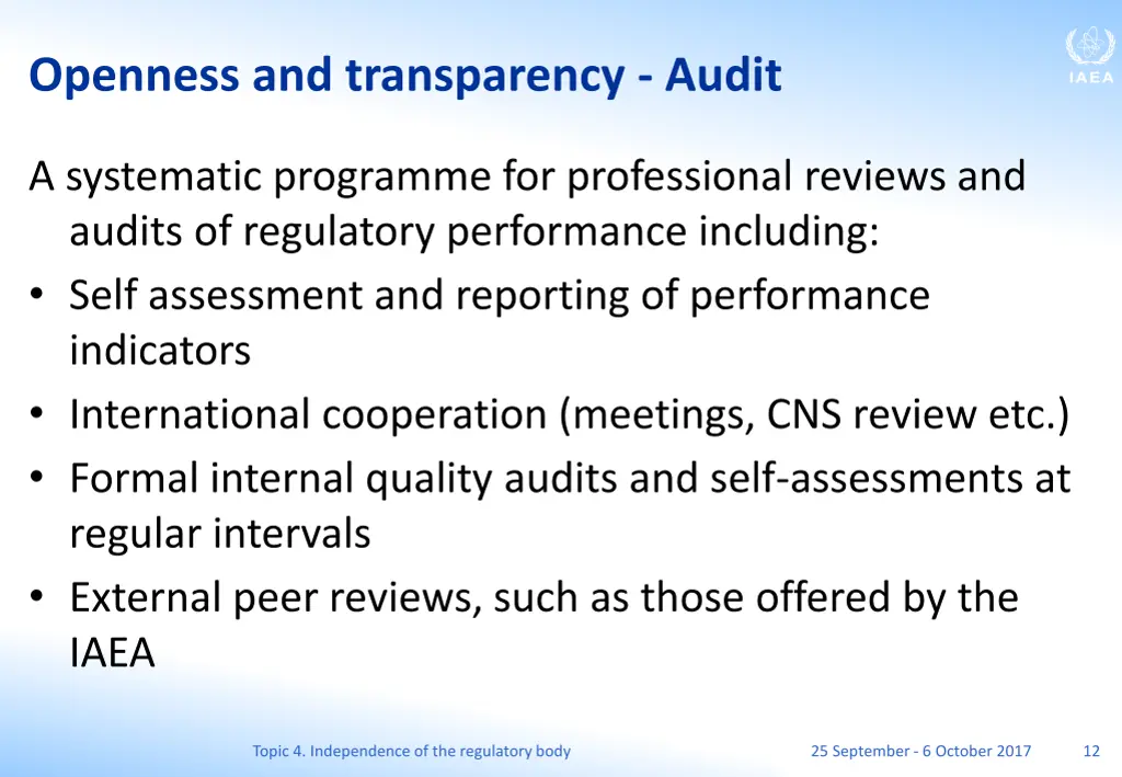 openness and transparency audit