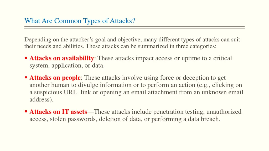 what are common types of attacks