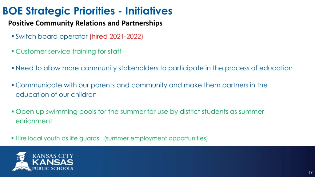 boe strategic priorities initiatives positive