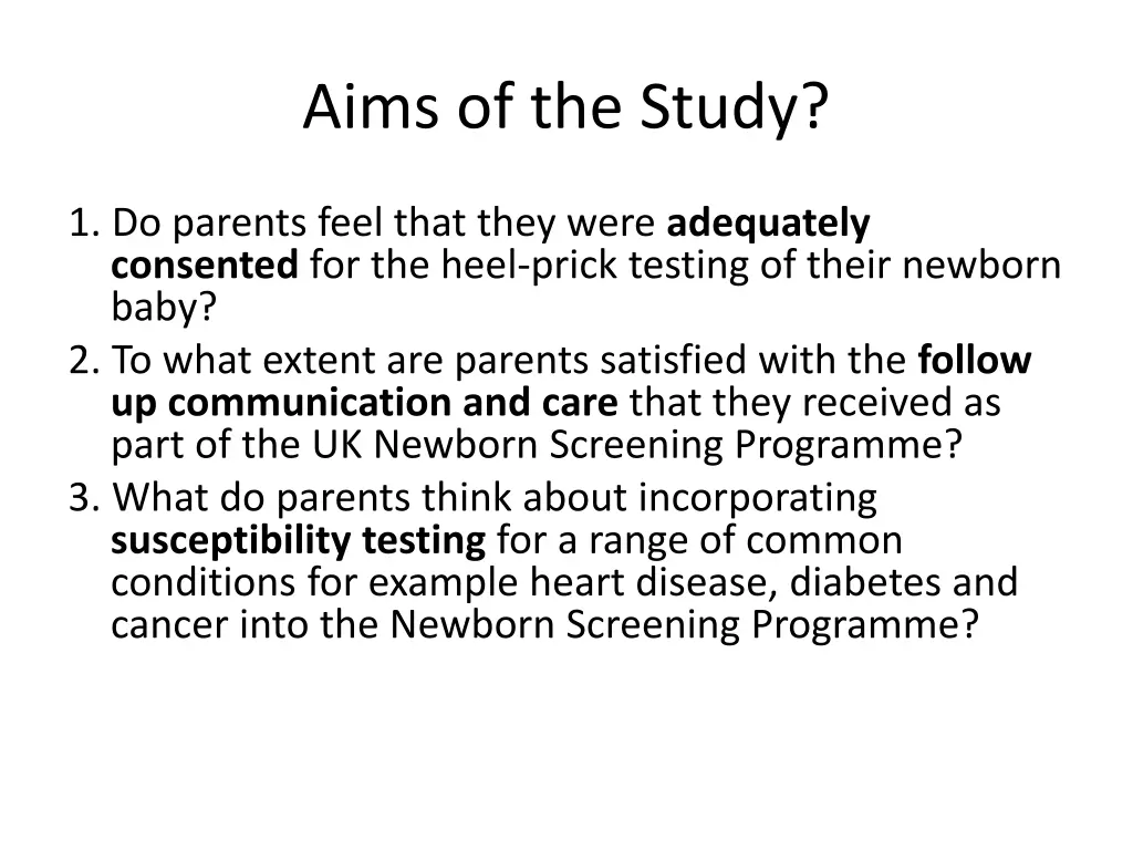 aims of the study