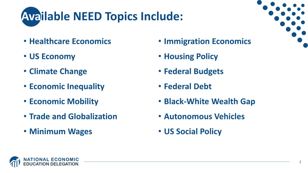 available need topics include