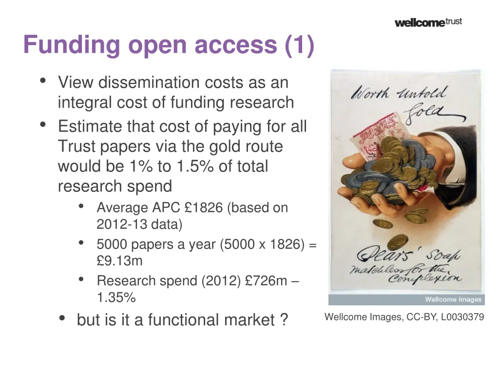 funding open access 1 view dissemination costs
