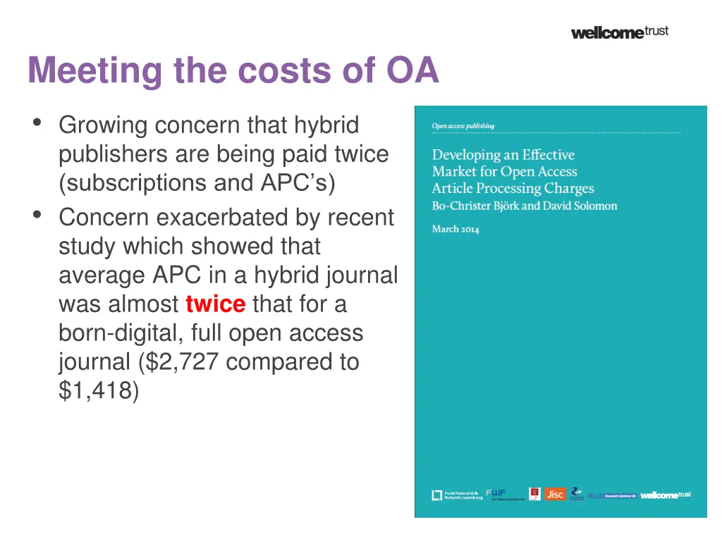 meeting the costs of oa growing concern that