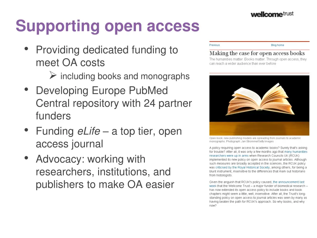 supporting open access providing dedicated
