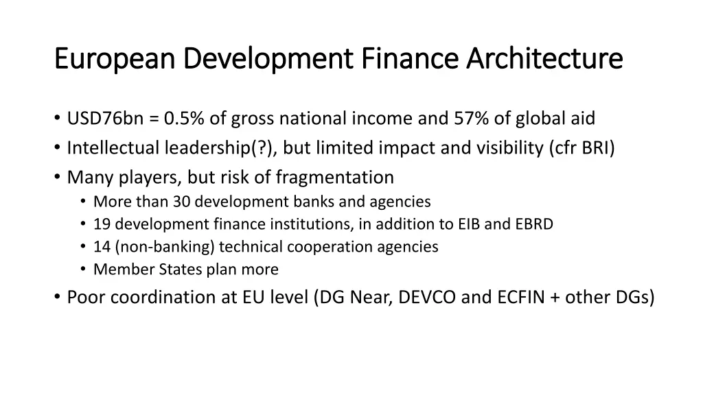 european development finance architecture
