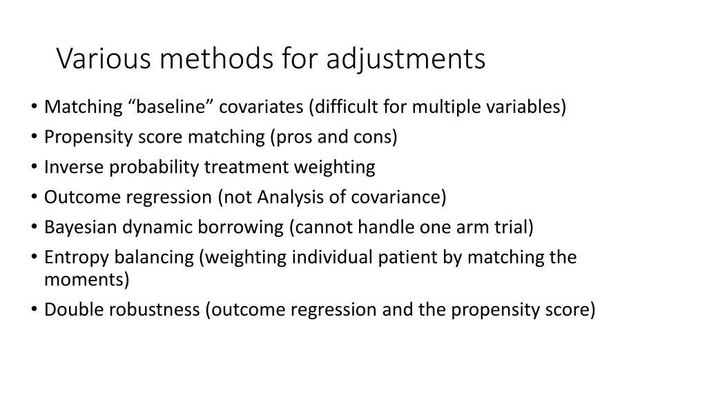 various methods for adjustments