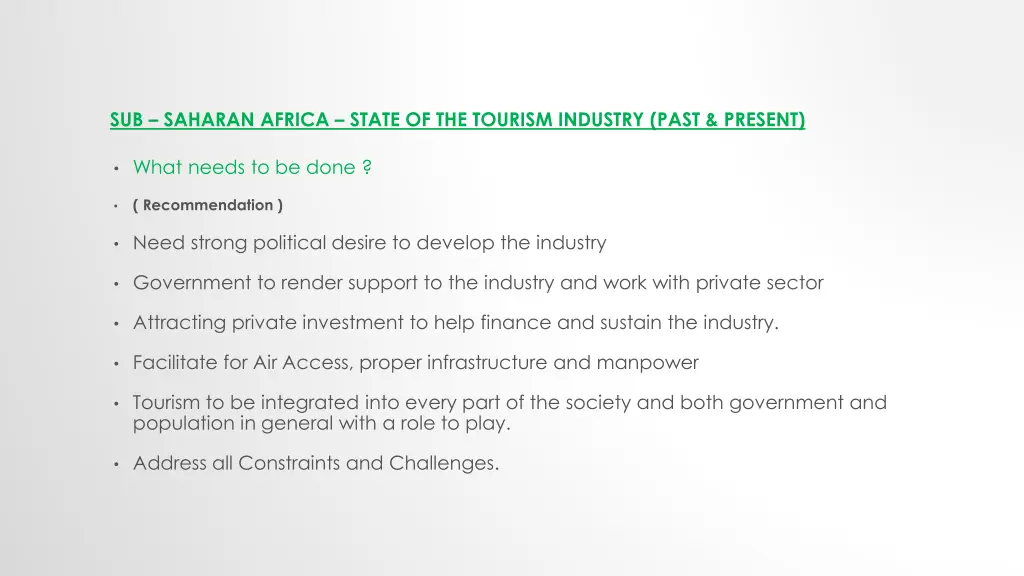 sub saharan africa state of the tourism industry 2
