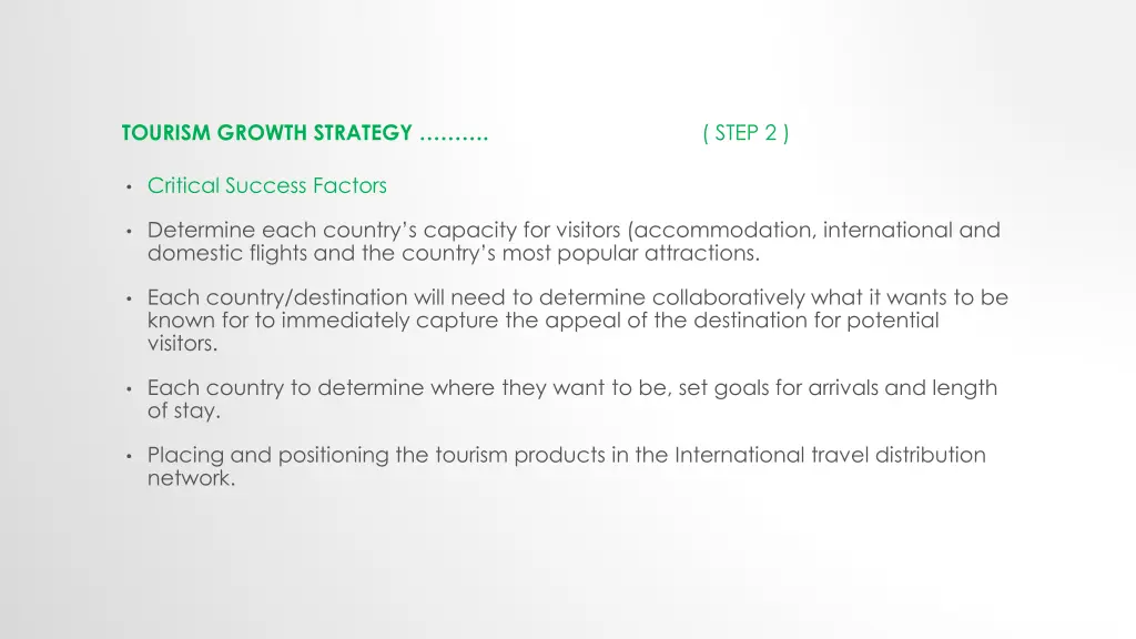 tourism growth strategy step 2