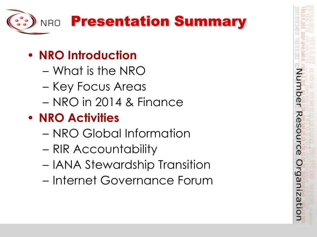 presentation summary