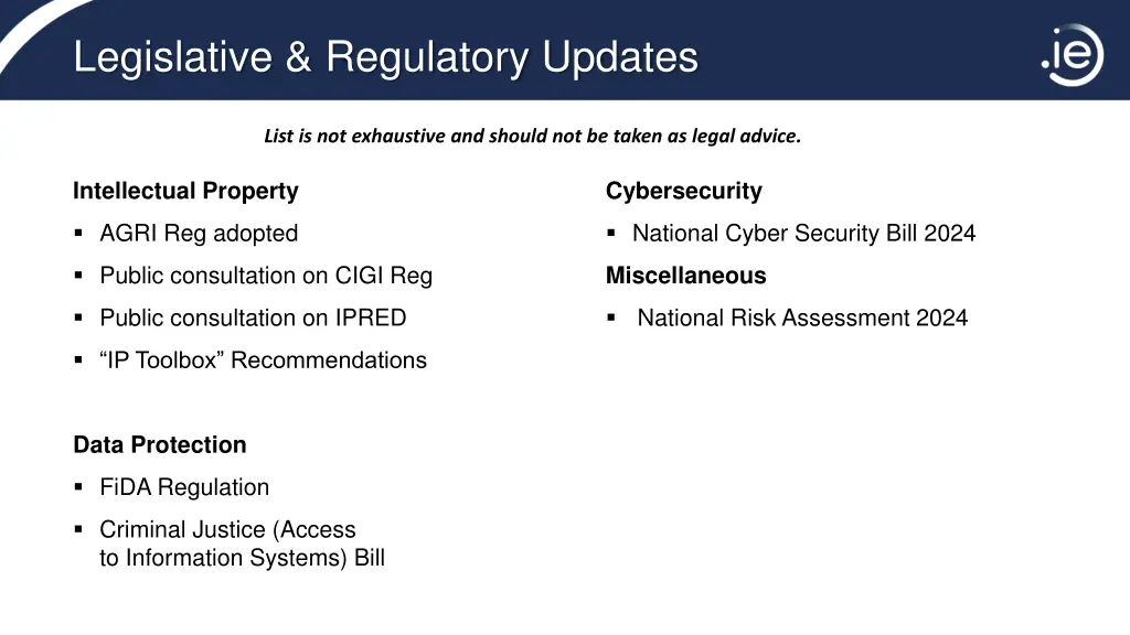 legislative regulatory updates