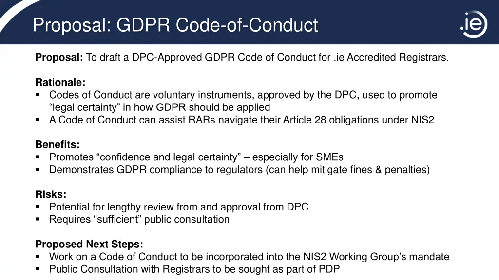 proposal gdpr code of conduct