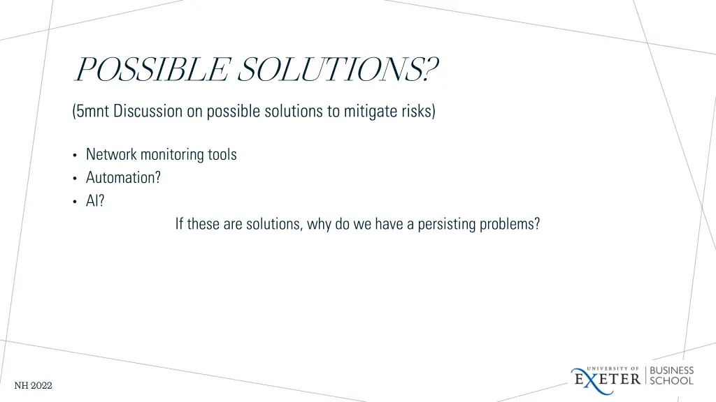 possible solutions 5mnt discussion on possible