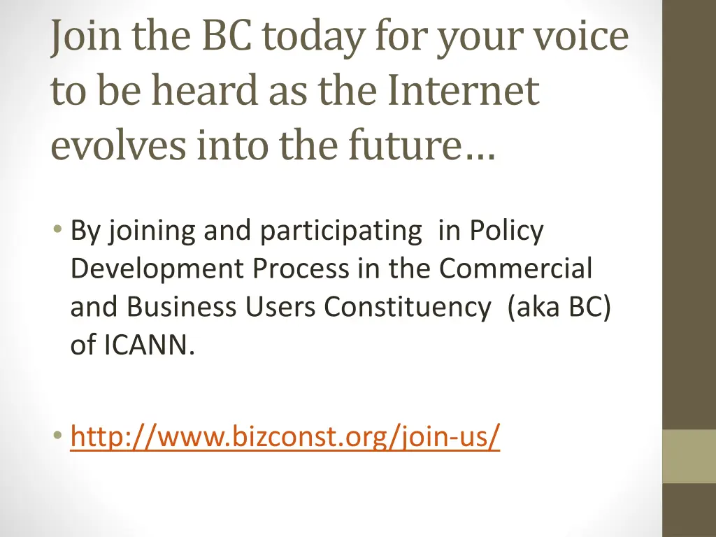 join the bc today for your voice to be heard