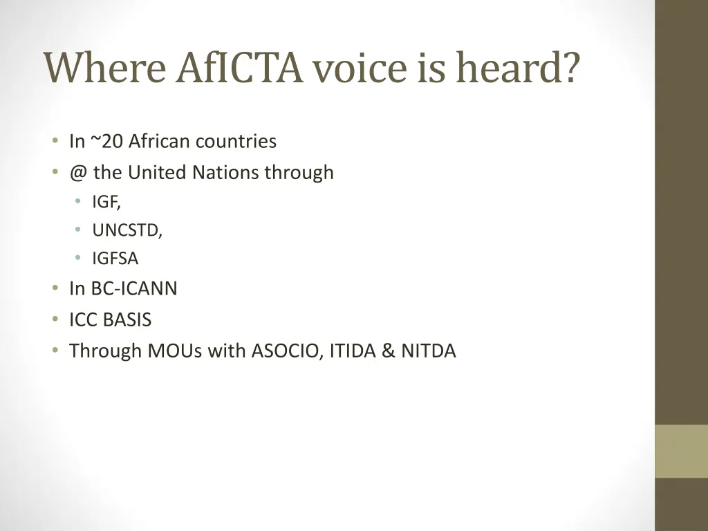 where aficta voice is heard