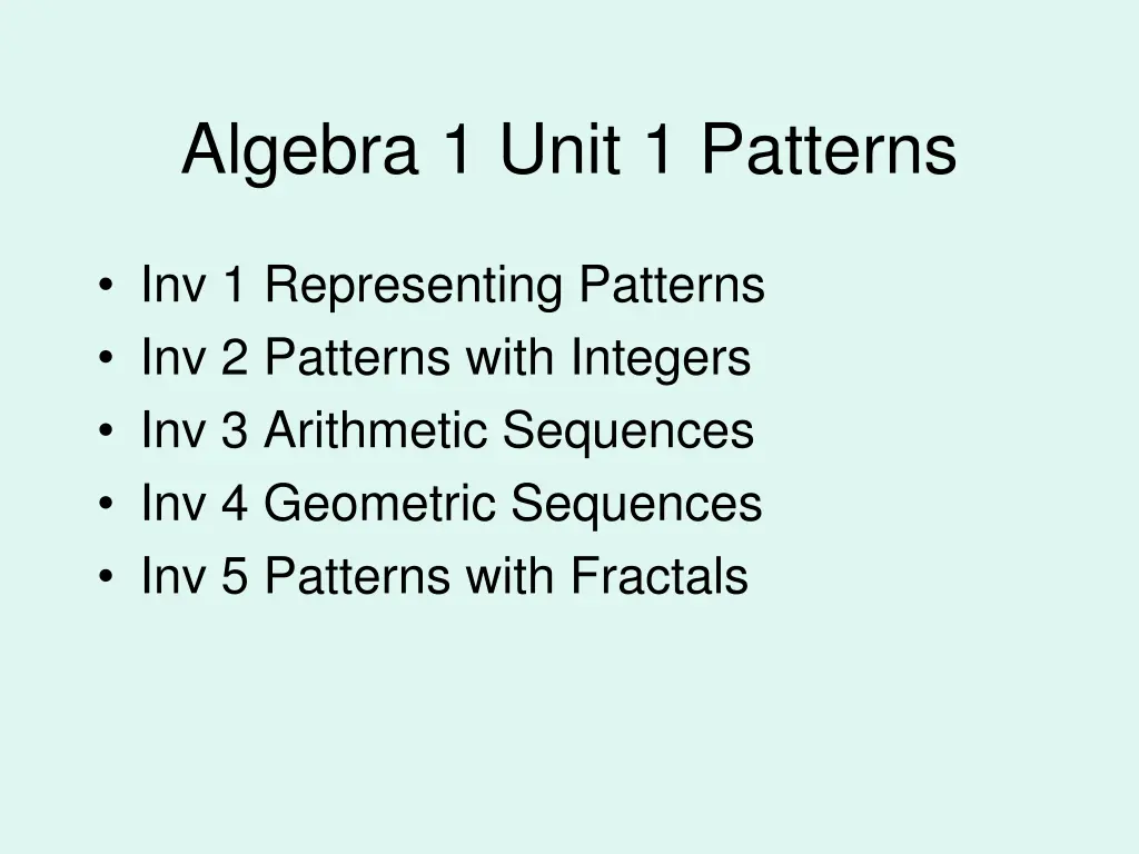 algebra 1 unit 1 patterns
