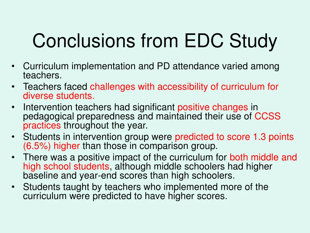 conclusions from edc study