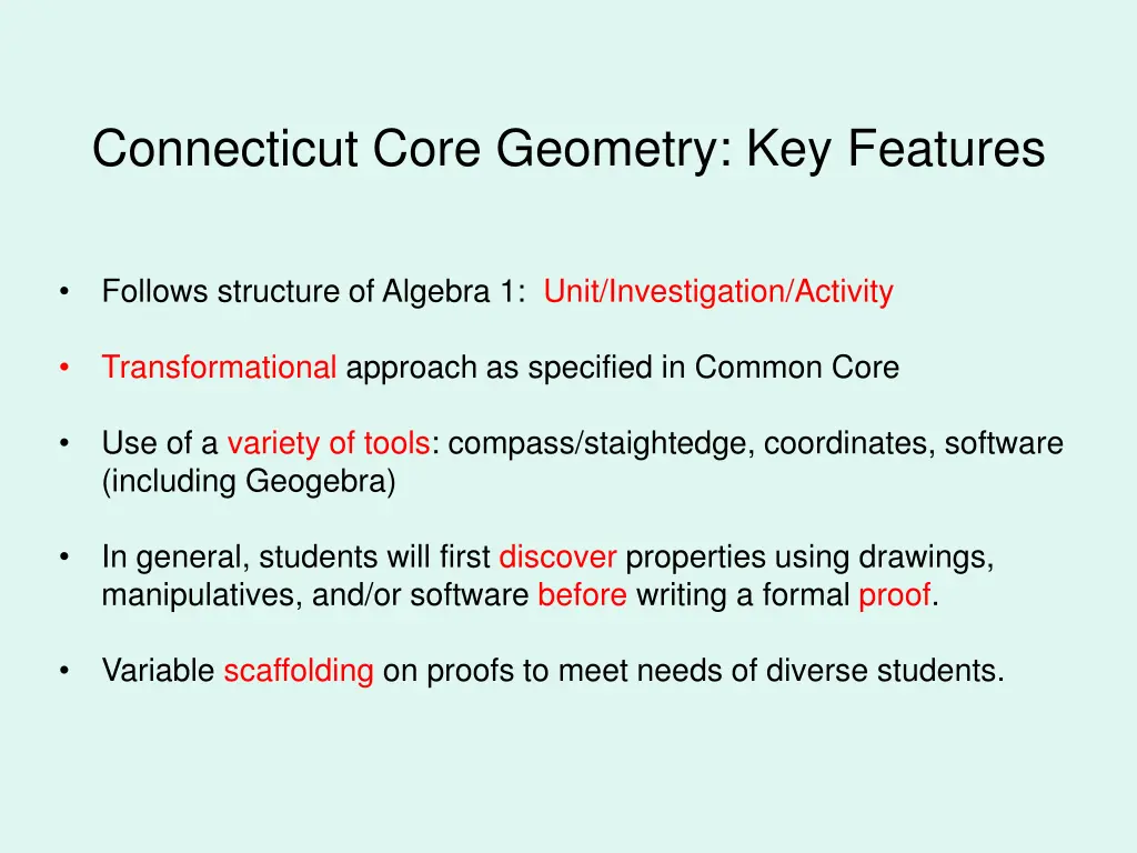 connecticut core geometry key features