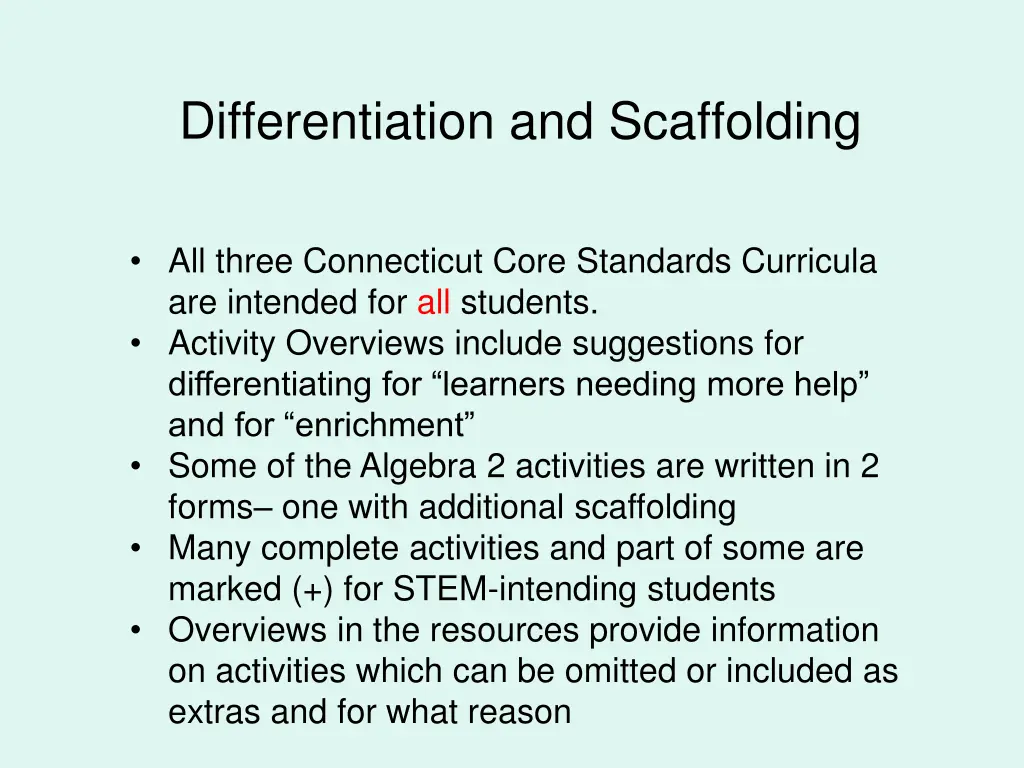 differentiation and scaffolding