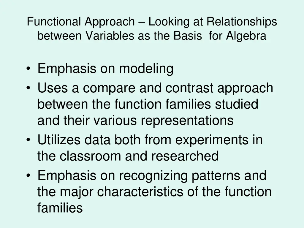 functional approach looking at relationships 1