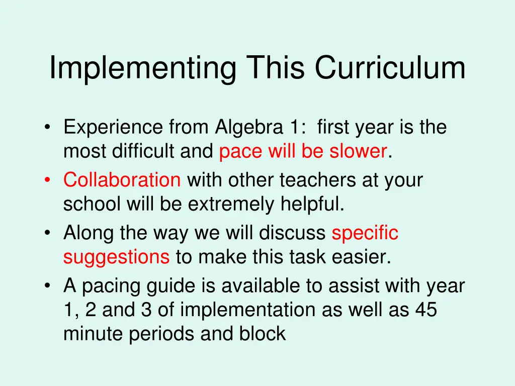 implementing this curriculum