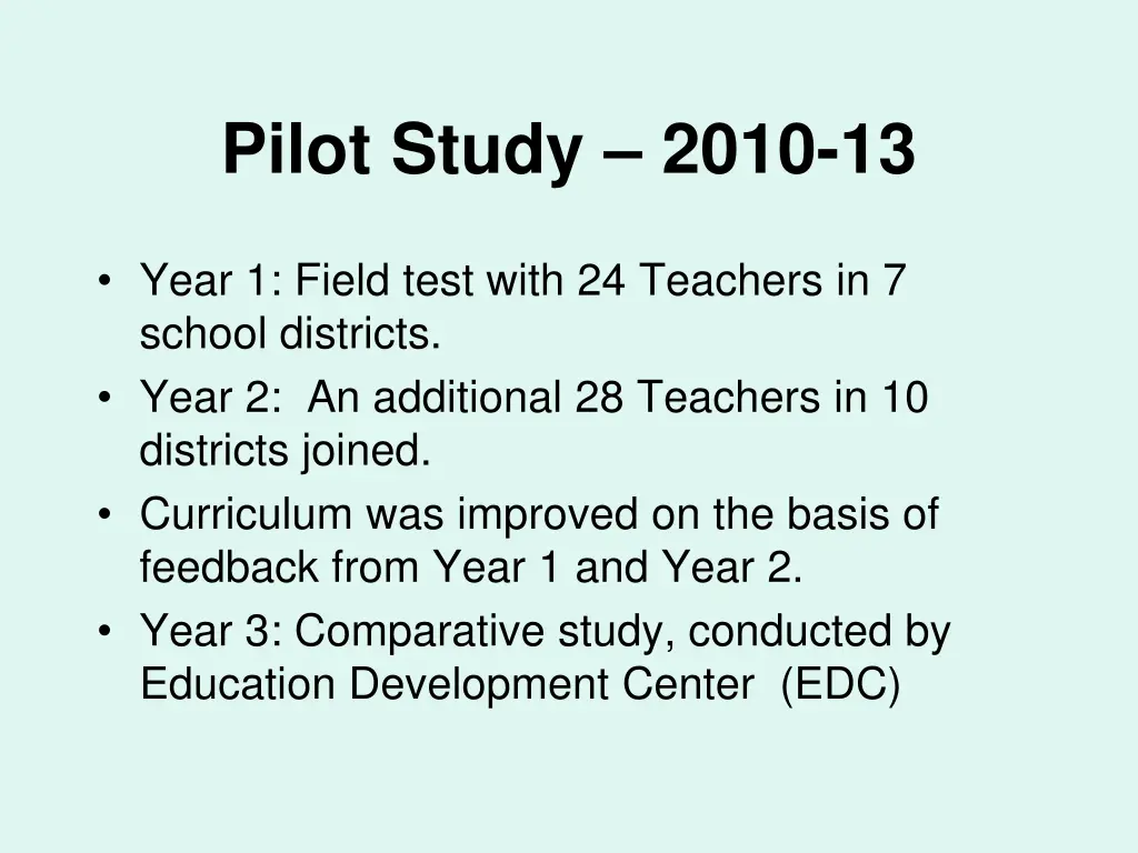 pilot study 2010 13