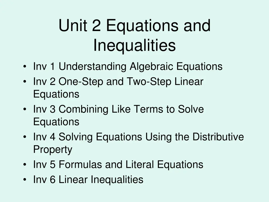 unit 2 equations and inequalities