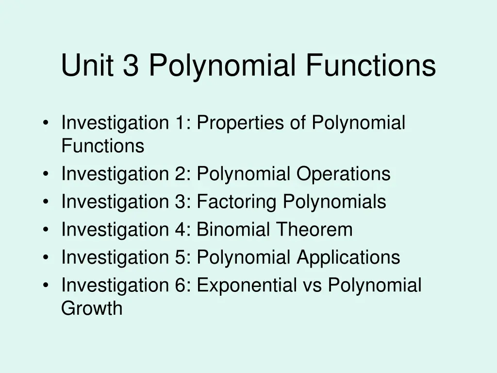 unit 3 polynomial functions