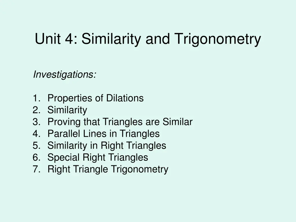 unit 4 similarity and trigonometry