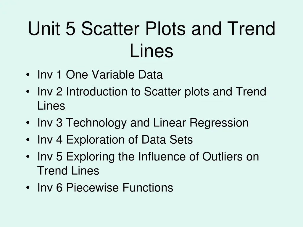 unit 5 scatter plots and trend lines
