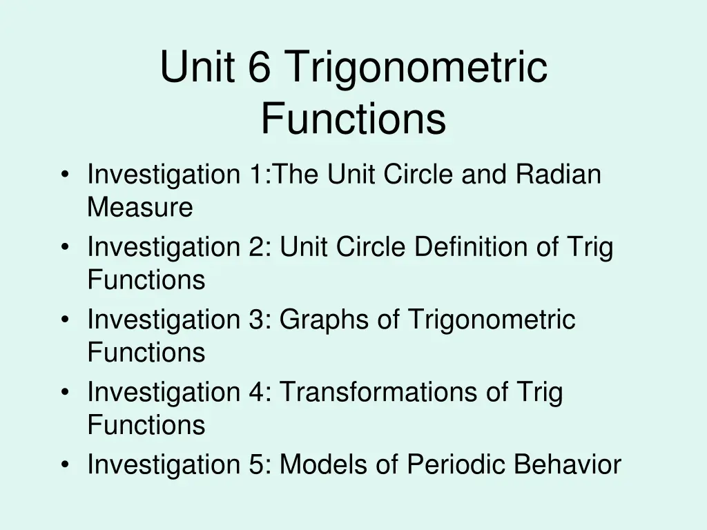 unit 6 trigonometric functions
