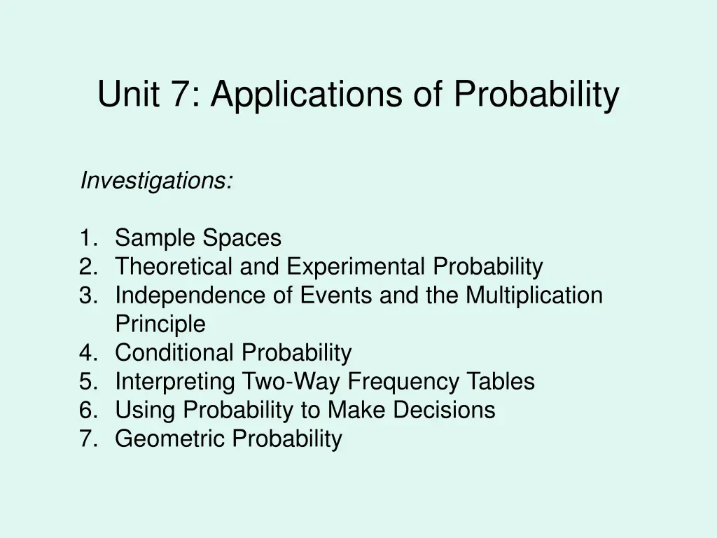 unit 7 applications of probability