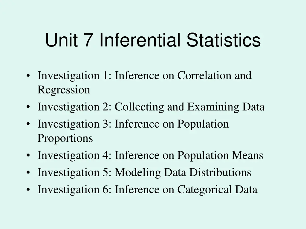 unit 7 inferential statistics