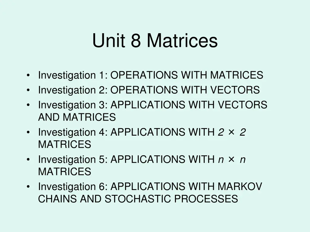 unit 8 matrices