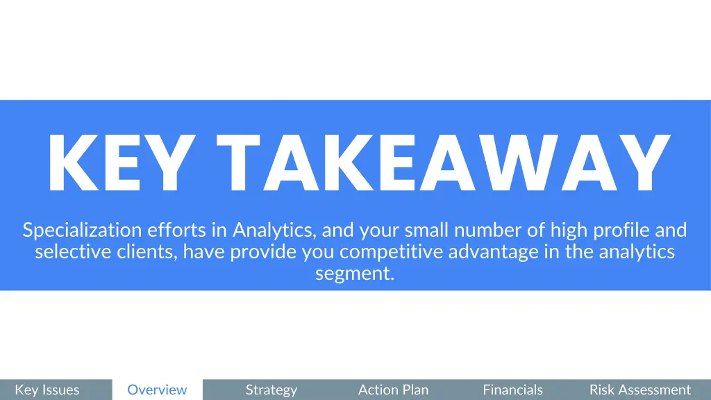 key takeaway specialization efforts in analytics