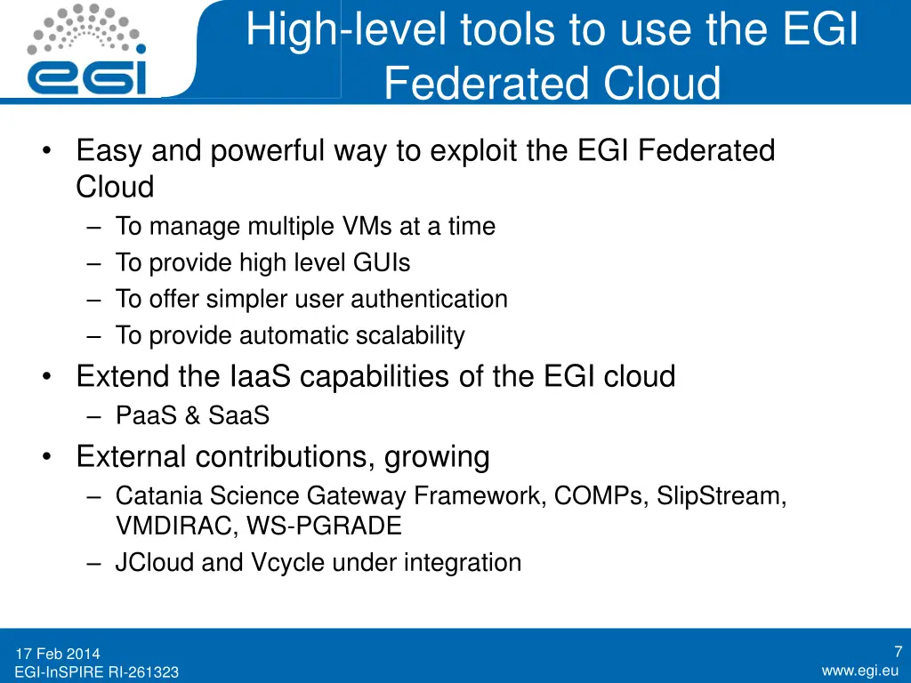high level tools to use the egi federated cloud
