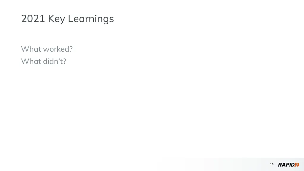 2021 key learnings